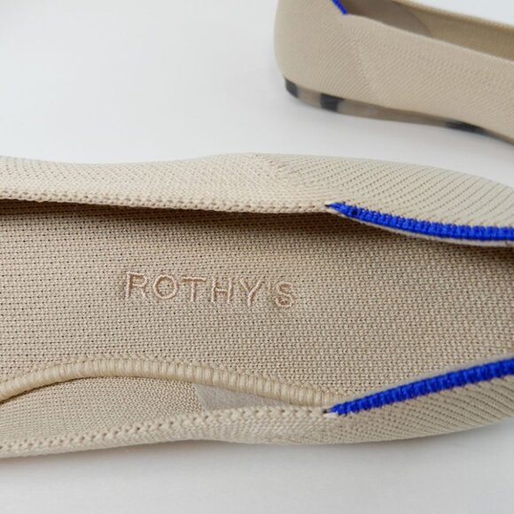 Rothy's The Flat Round Toe Knit Ballet Flats Shoes Size 9.5 Ecru Beige NEW - Picture 10 of 13